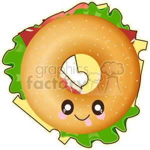 bagel cartoon character vector clip art image
