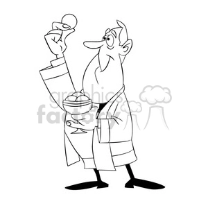 paul the cartoon priest character holding wafer black white