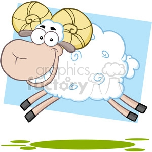Funny Jumping Cartoon Sheep