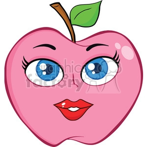 Royalty Free RF Clipart Illustration Pink Apple With Woman Face