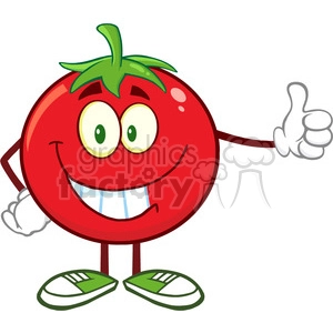 8395 Royalty Free RF Clipart Illustration Smiling Tomato Cartoon Mascot Character Giving A Thumb Up Vector Illustration Isolated On White