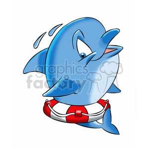 dallas the cartoon dolphin stuck in a life saver