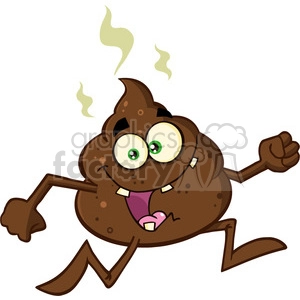 royalty free rf clipart illustration funny poop cartoon character running vector illustration isolated on white backgrond