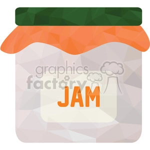 A colorful clipart image of a jam jar with an orange lid and green top.
