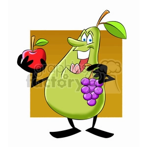paul the cartoon pear character eating fruit
