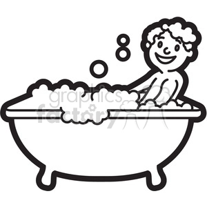 take a bath clipart black and white