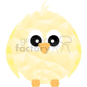 A cute, geometric-style clipart image of a baby chick with large eyes and a small beak.