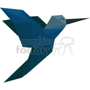 This clipart image features a geometric, polygonal style illustration of a blue and green hummingbird.