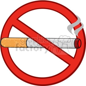 A clipart image depicting a no smoking sign with a cigarette inside a red prohibition circle.