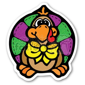 thanksgiving turkey sticker with yellow bowtie
