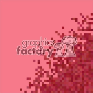 A pixelated, abstract clipart image with a gradient effect transitioning from a plain background to scattered pixels in various shades of red and pink.