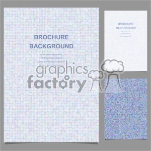 Clipart image featuring a brochure background design with a pixelated grid pattern in soft pastel colors. The image includes three variations of the brochure background.