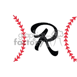 baseball monogram letter r design svg cut file vector