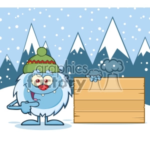 https://www.graphicsfactory.com/clip-art/image_files/webp/5/1755165-Cute-Little-Yeti-Cartoon-Mascot-Character-With-Hat-Pointing-To-A-Wooden-Blank-Sign-Vector-With-Winter-Background.webp