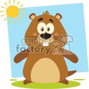 Happy Cartoon Groundhog in Sunny Environment
