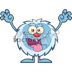 Scary Yeti Cartoon Mascot Character With Open Arms And Mouth Vector