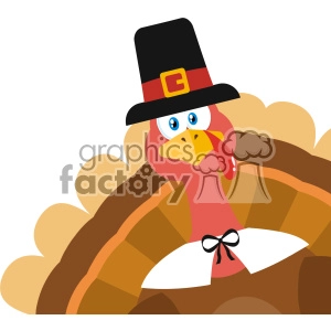 Pilgrim Turkey Bird Cartoon Mascot Character Peeking From A Corner Vector Flat Design