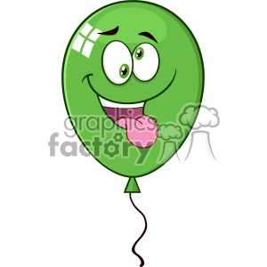 A cartoon green balloon with a silly expression face