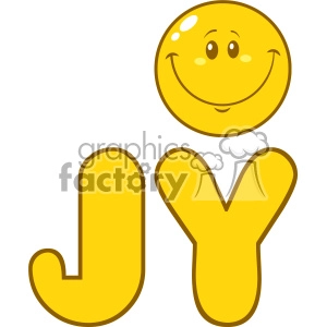 10848 Royalty Free RF Clipart Joy Yellow Logo With Smiley Face Cartoon Character Vector Illustration