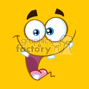 10886 Royalty Free RF Clipart Crazy Cartoon Square Emoticons With Smiling Expression Vector With Yellow Background