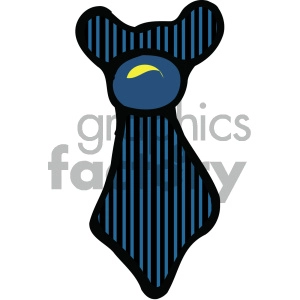 A clipart illustration of a striped necktie with blue and black colors, featuring a blue knot with a yellow accent.