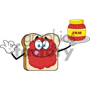 Bread Slice Cartoon Mascot Character With Jam Holding A Jar Of Jam Vector Illustration Isolated On White Background