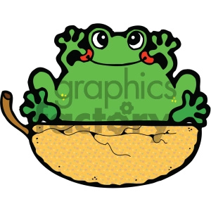 Cartoon Frog Inside Acorn Shell