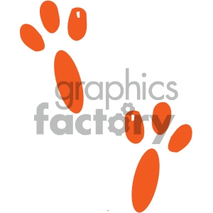 The image contains two sets of orange animal paw prints. Each paw print consists of a larger pad print with four smaller toe prints around it.