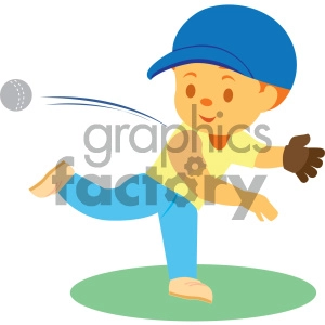 boy throwing baseball vector illustration