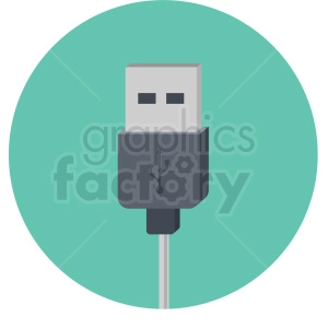 usb plug vector flat icon clipart with circle background
