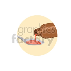 medicine pouring in spoon yellow background