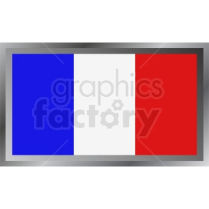 The image shows a clipart of the national flag of France, which consists of three vertical bands of equal width, with blue on the hoist side, white in the middle, and red on the fly side.