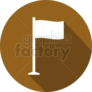 The clipart image shows a stylized, flat design of a white flag on a flagpole. The background is a solid brown circle.