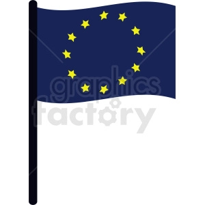 The clipart image displays a European Union (EU) flag. It features a circle of twelve golden stars on a blue background. The stars symbolize ideals of unity, solidarity, and harmony among the peoples of Europe.