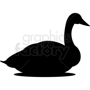 Silhouette of a sitting duck in black on a white background.