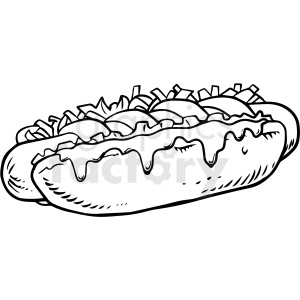 black and white hot dog vector clipart