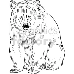 This clipart image shows a line drawing of a bear.