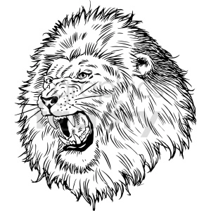 lion head black and white clipart
