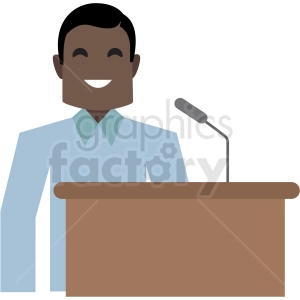 black man speaking at podium flat icon vector icon