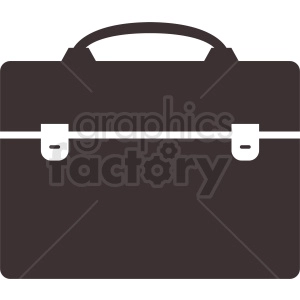 Clipart image of a black briefcase with a handle and two latches at the front.