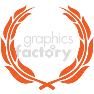 orange laurel wreath design vector clipart
