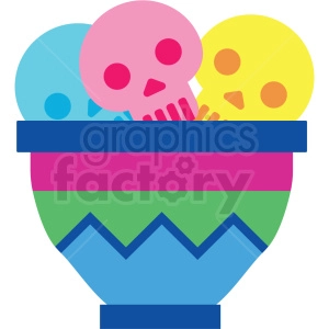 day of the dead bowl of skulls clipart