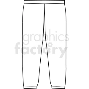 A black and white clipart image of a pair of jogger pants. The artwork is hand-drawn with sketch-like lines, capturing the design and folds of the clothing.