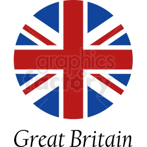 The clipart image shows a stylized representation of the flag of the United Kingdom, commonly known as the Union Jack, which is composed of red and white crosses over a blue background. Below the flag, there is text that reads Great Britain.