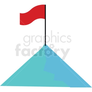 mountain with flag vector clipart icon