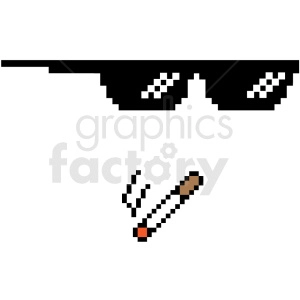 thug life 8 bit sunglasses right smoking svg cut file