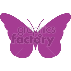 The image is a simple purple clipart of a butterfly with its wings spread out. It's a symmetrical design with antennae visible at the top of its head.
