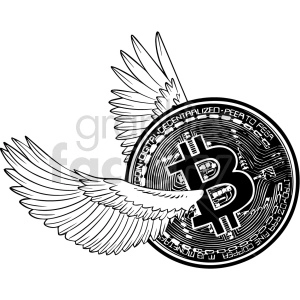 black and white bitcoin vector clipart