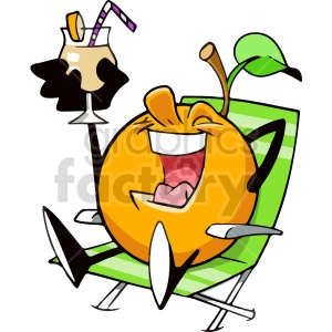 cartoon orange sitting in lounge chair clipart
