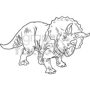 triceratops black and white clipart